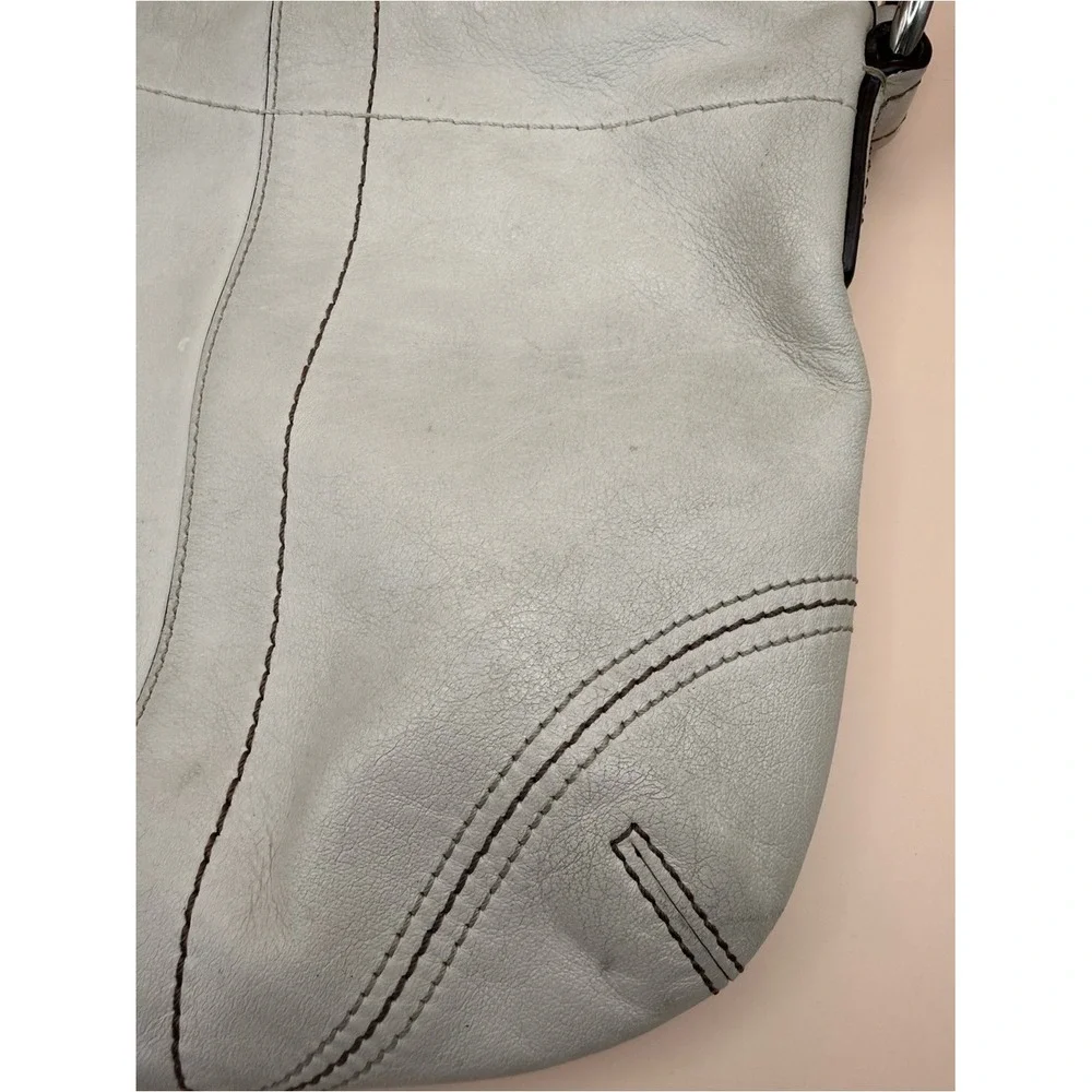 Coach‎ Leather Crossbody Bag Cream White Brown Trim Tassel Top Zip PROJECT